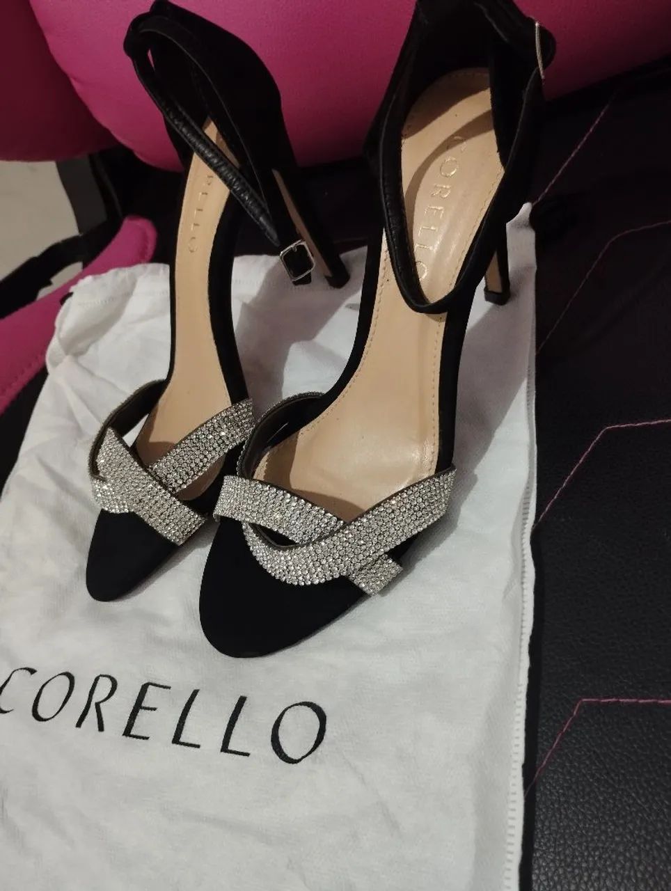 Sandálias Corello Preta com Strass - Foto 2