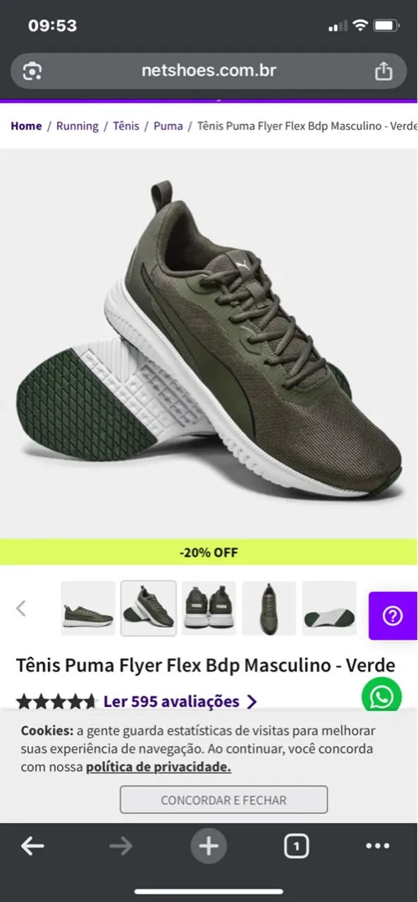 Tênis Puma Flyer Flex Bdp Masculino - Verde