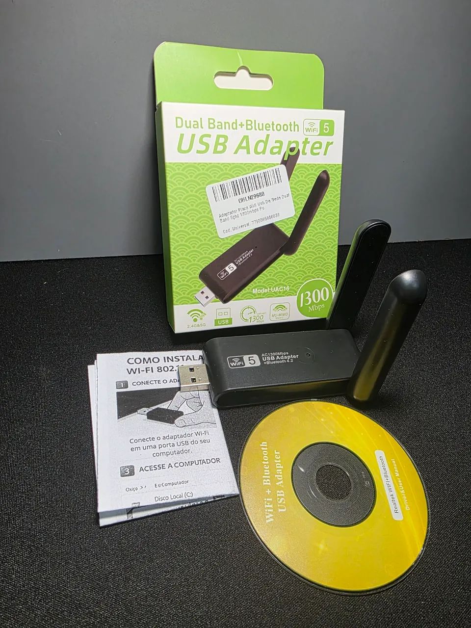 Adaptador USB wifi e Bluetooth 2 em 1 para computador - Foto 2