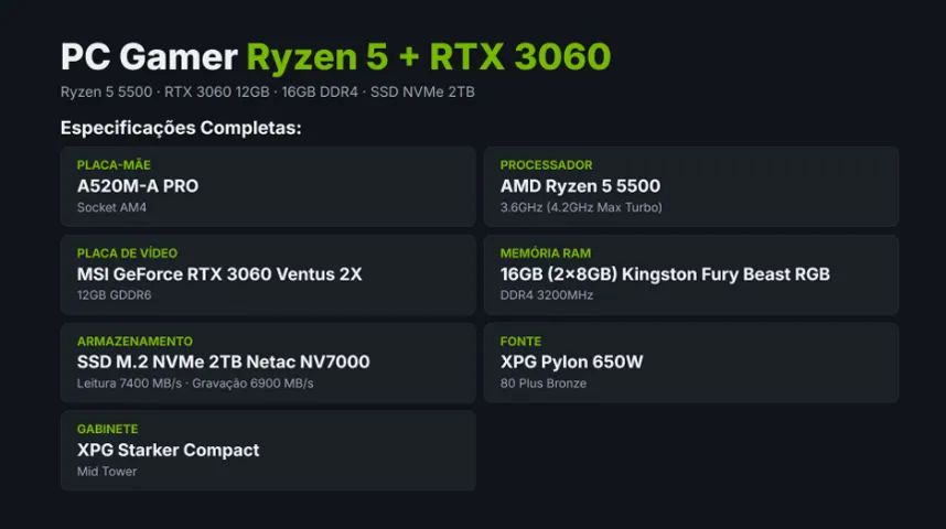 PC Gamer - Ryzen 5 5500 + RTX 3060 - Foto 4
