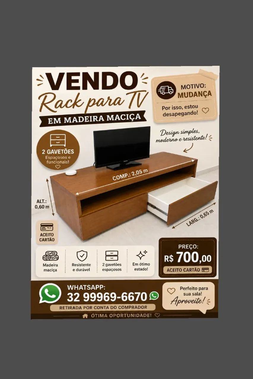 Imperdível - Rack em madeira maciça 