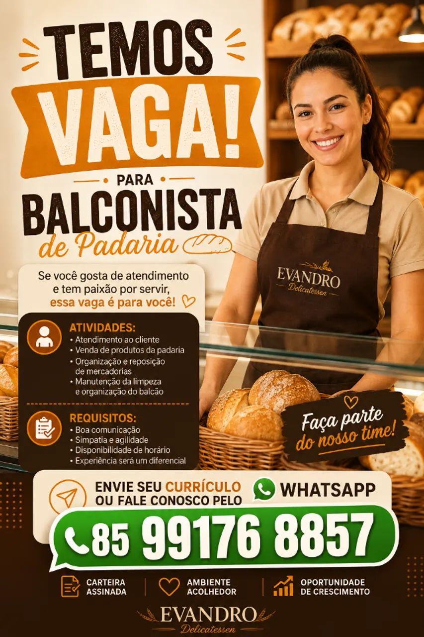 VAGA para ATENDENTE BALCONISTA