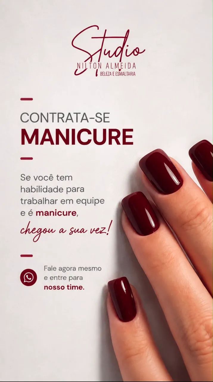 Estamos contratando Manicure e Pedicure!