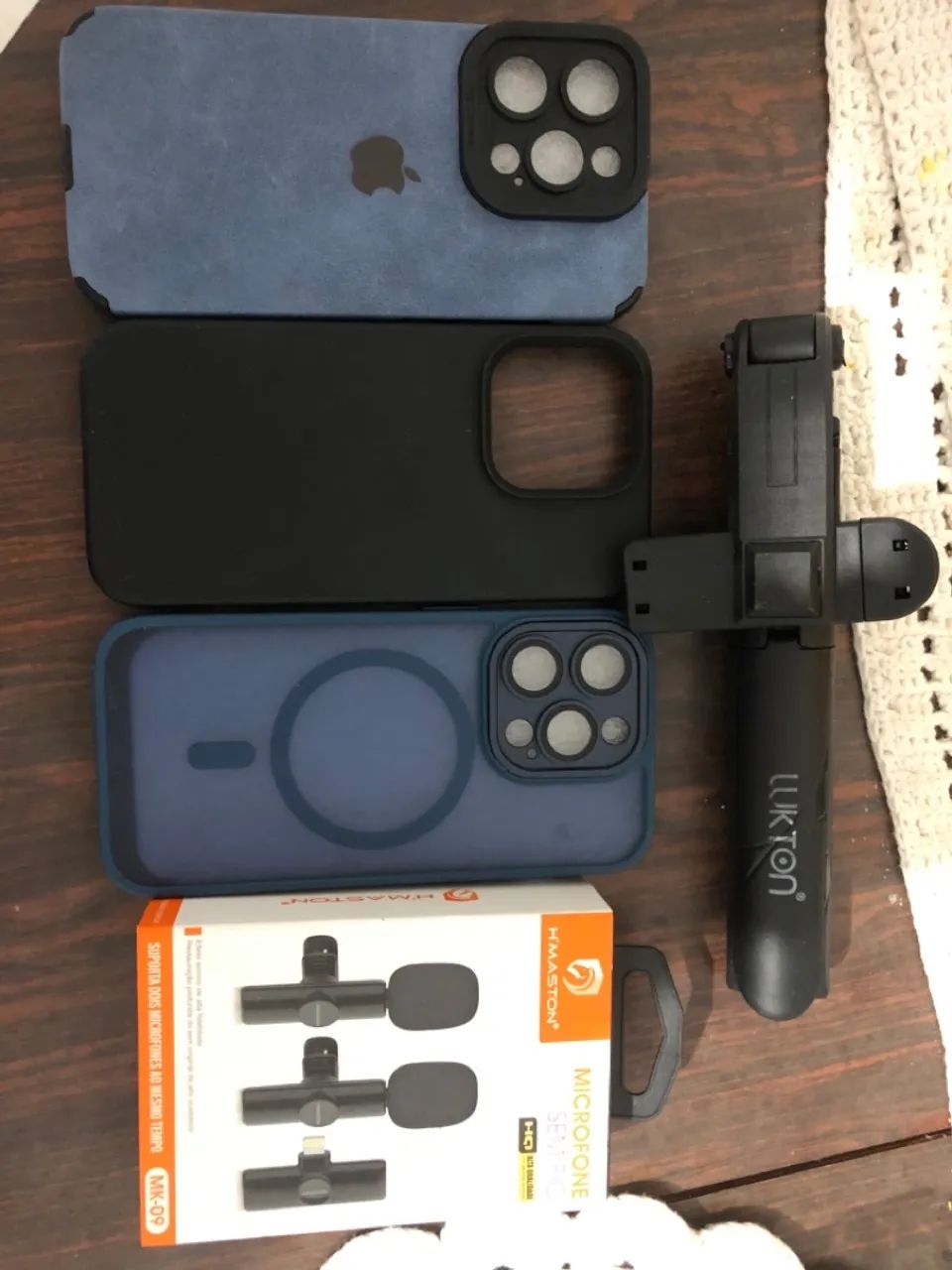 Capas IPhone Microfone Gravação Mini Tripé