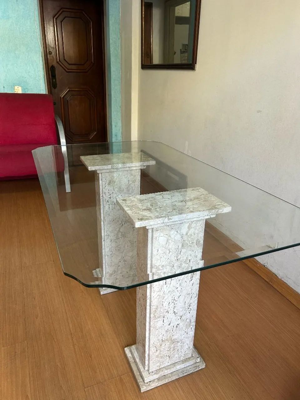 Mesa de Jantar de Vidro com Base em mármore + 6 Cadeiras (Oportunidade) - Foto 2