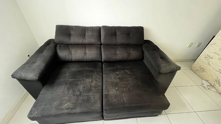 Sofá Retrátil 2 Lugares Preto - Foto 3