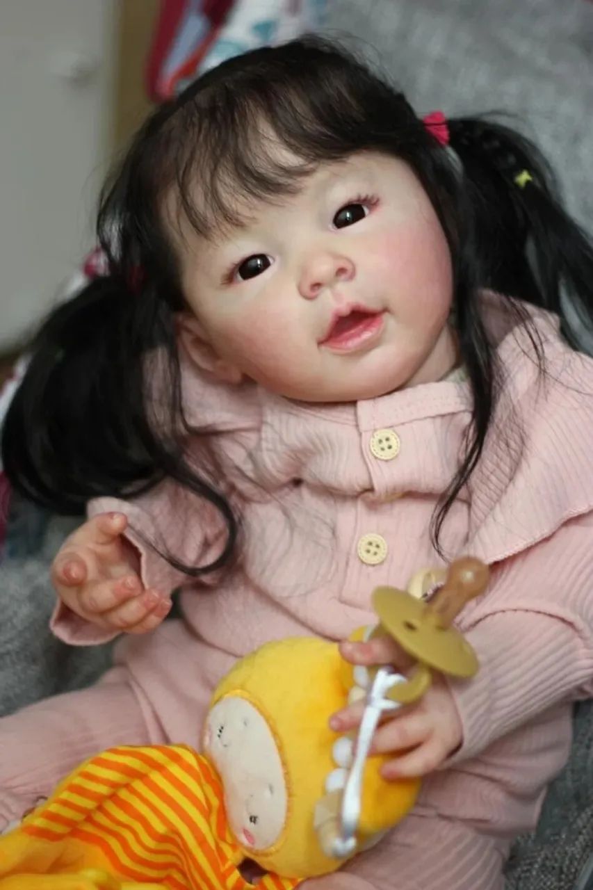 Boneca Bebê Reborn Oriental Japonesa Realista 60cm 