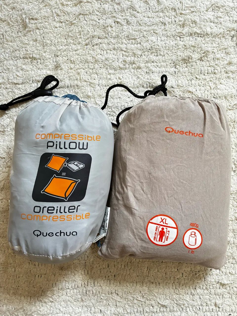 Lençol Saco de Dormir Quechua XL + Travesseiro Compressível Quechua 