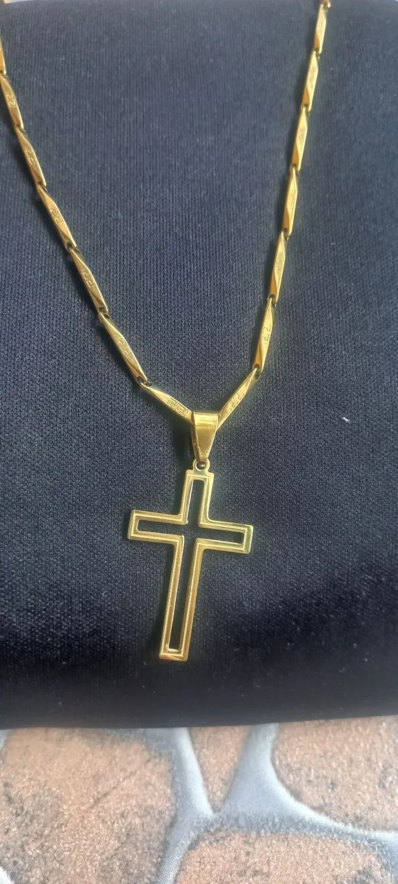 Cordão masculino no aço gold  - Foto 3