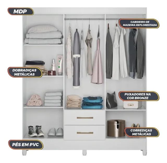 Guarda Roupa Panamá 6 Portas Moval Branco - Foto 2