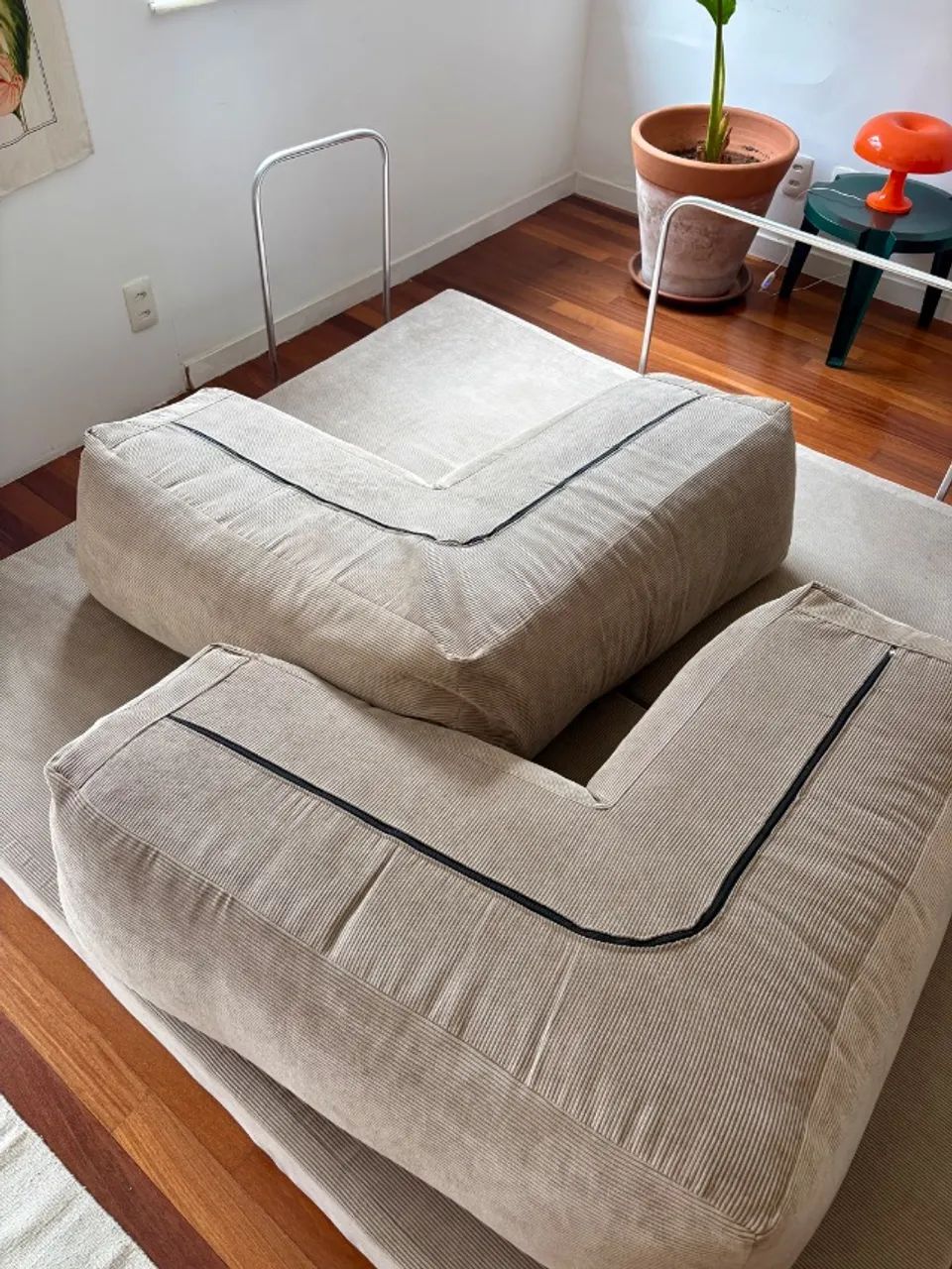 Sofá Cama 2 lugares Modelo Mood Valley Modular Bege Cotelê - Foto 5