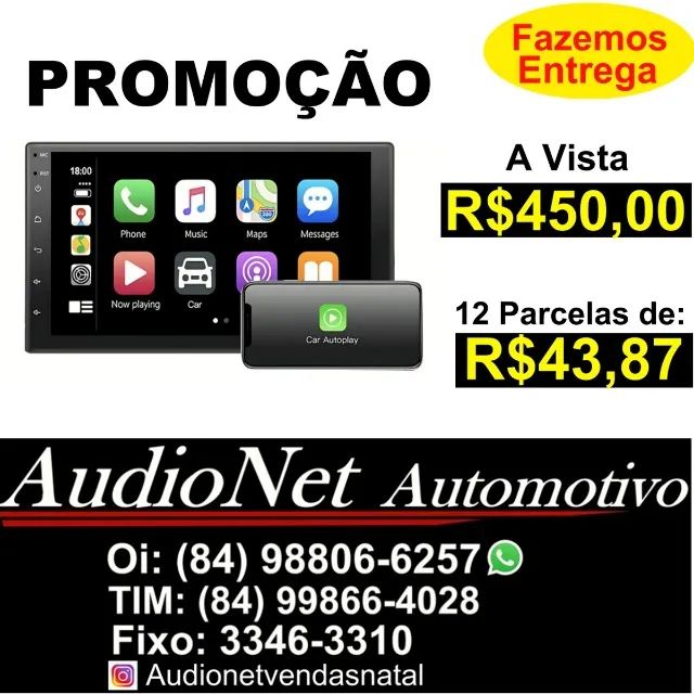 Multimidia Mp5 Carplay Android Auto e Espelhamento Sem Fio Bluetooth Tela 7 Polegadas Usb  - Foto 2