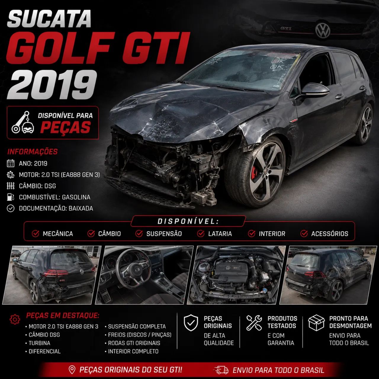 Sucata GOLF GTI 2019 