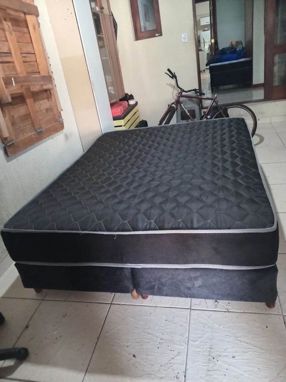 Cama box casal queen 158x198 reformado com colchão  - Foto 3