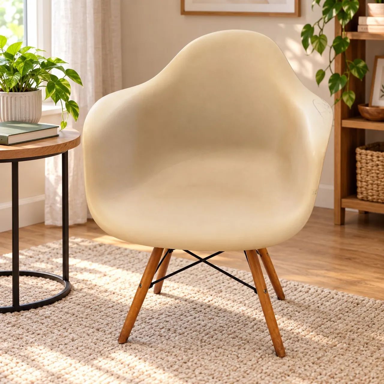 Cadeira Decorativa Estilo Eames com Pés de Madeira - Foto 4