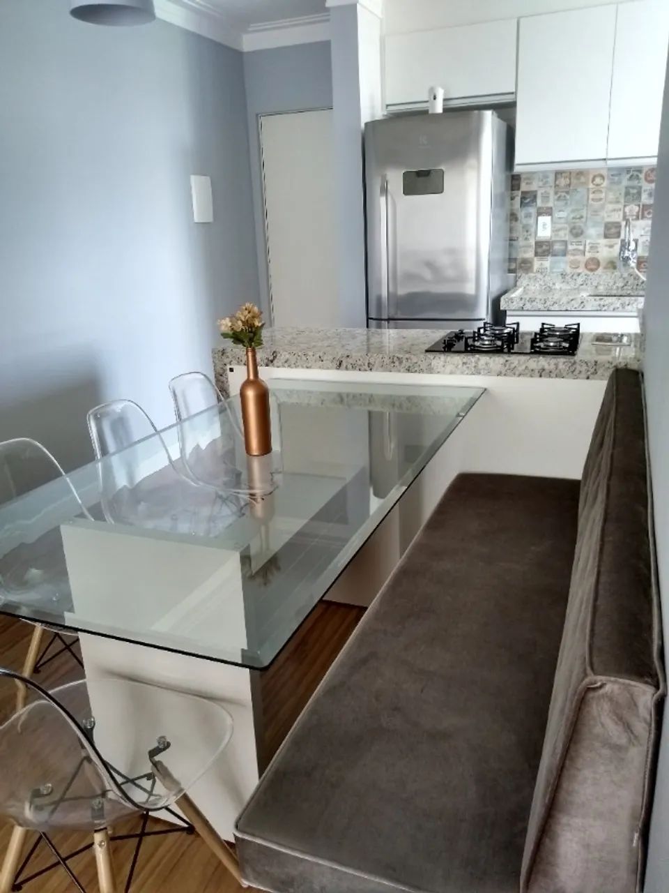 Mesa de Vidro e Base Off White 1,00 x 1,80m - Foto 4