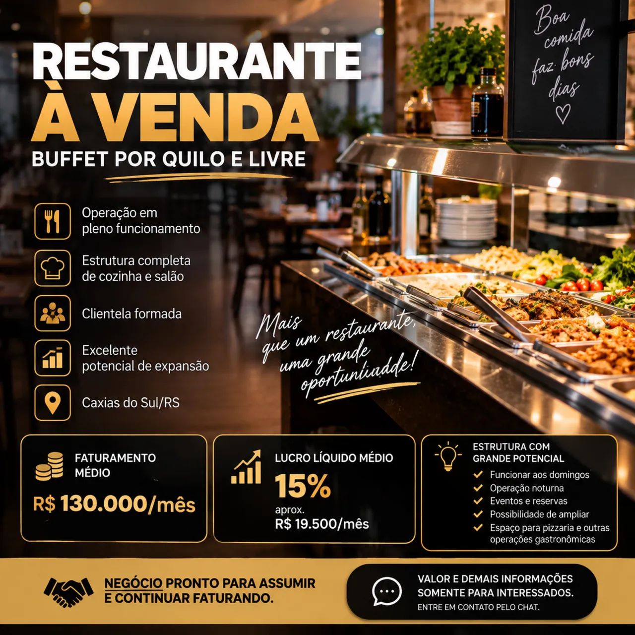 Restaurante com buffet por kg e livre 