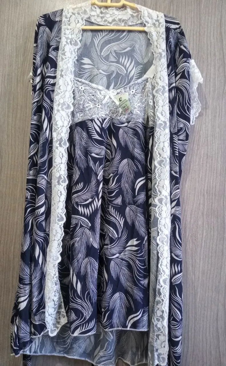 Camisola com Robe Azul Floral  - Foto 3