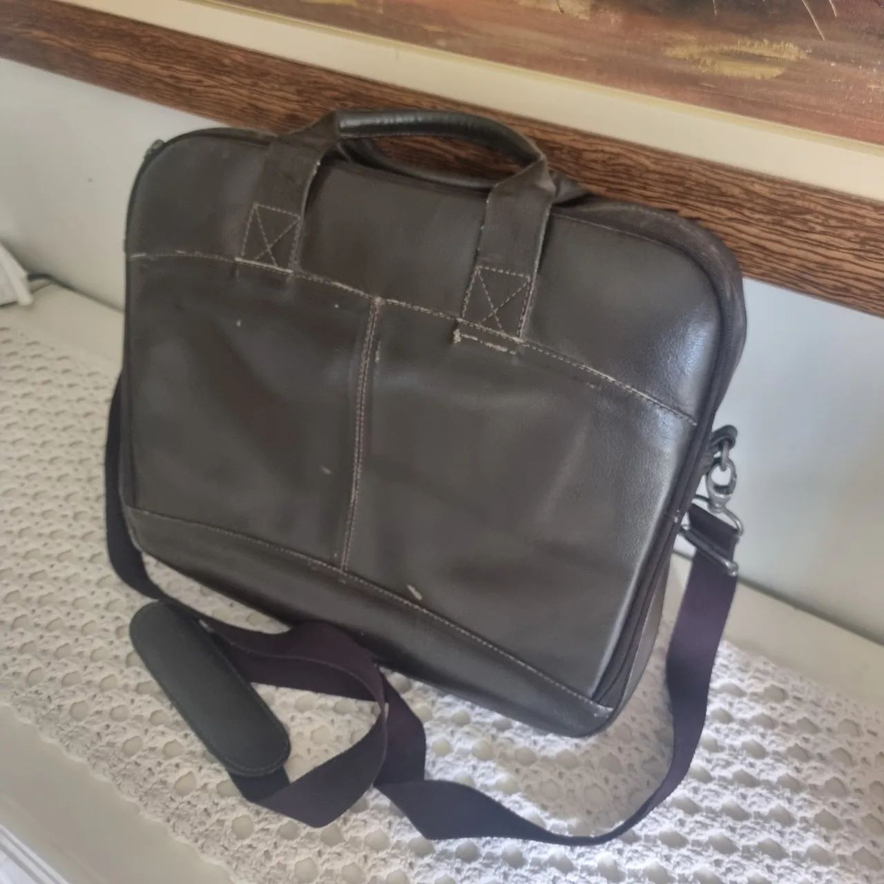 Pasta / Bolsa / Maleta executiva em couro legítimo com 3 repartições na cor marrom - Foto 2