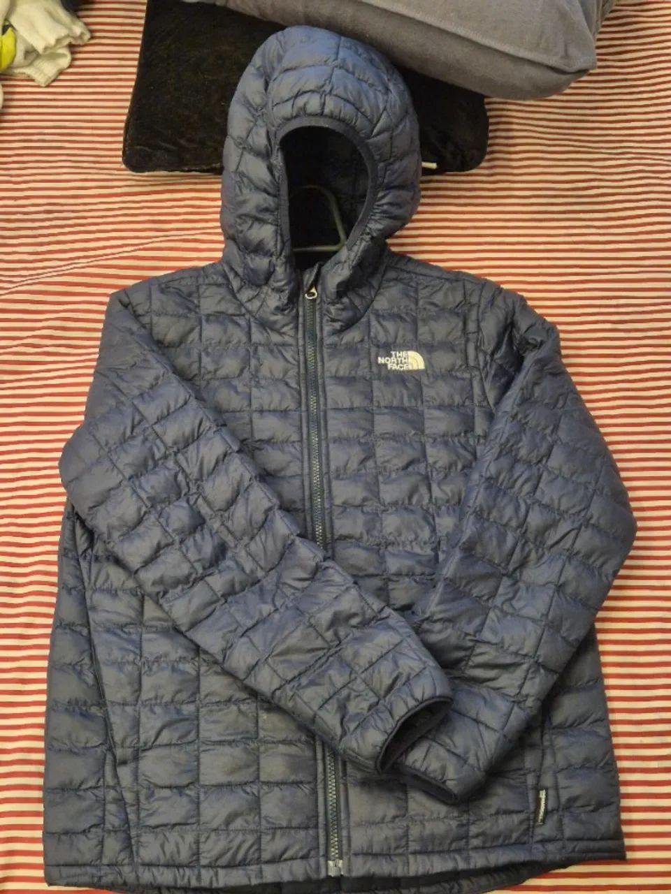 Jaqueta The North Face Puffer Original Infantil L/G 14/16 Com Capuz Azul Térmica