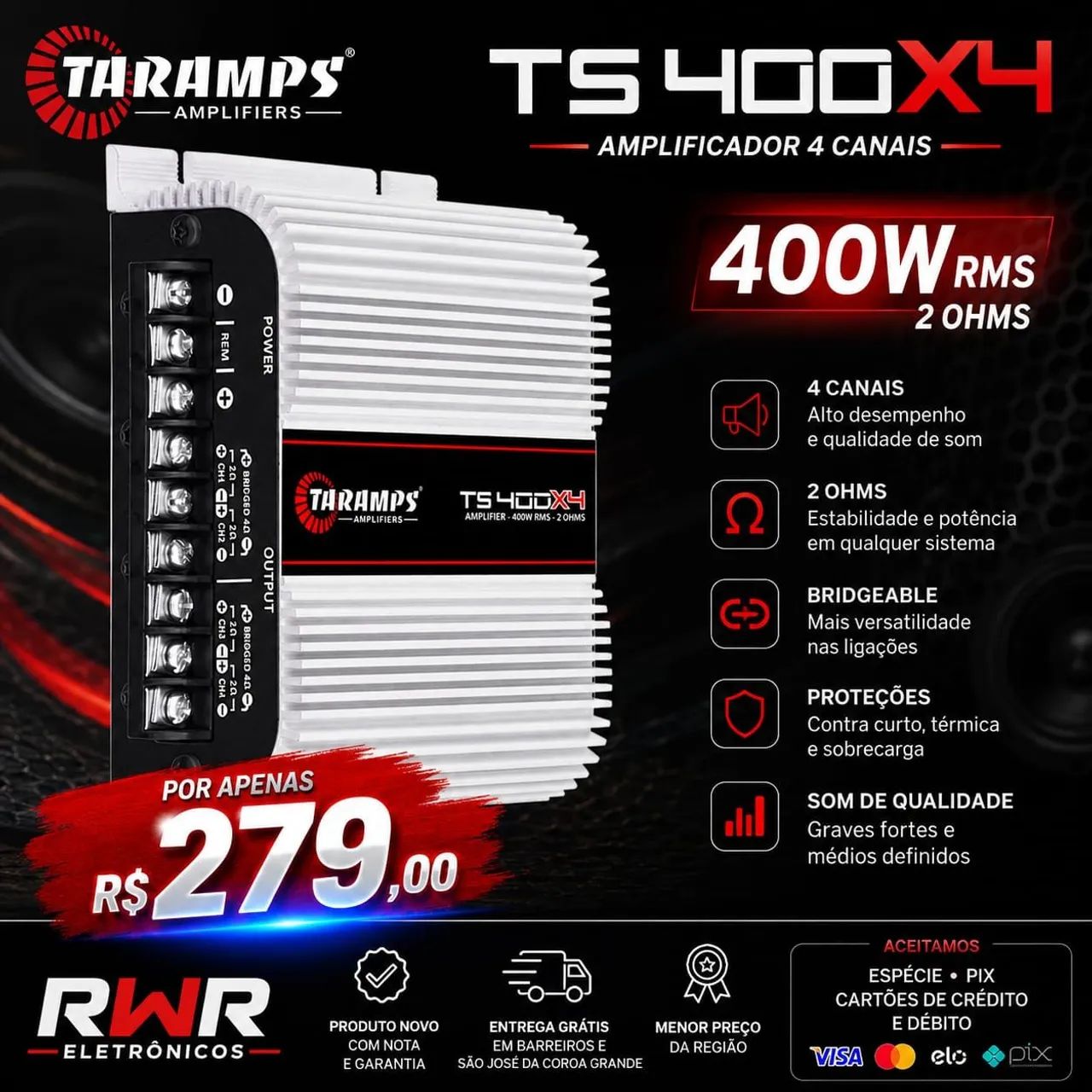 Módulo TS400x4 Taramps 'Entrega Grátis' (RWR SOM) - Foto 3