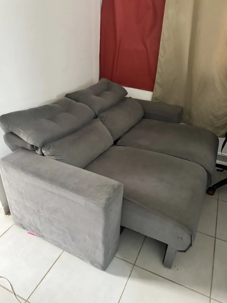 Sofá Retrátil e Reclinável 2 Lugares Cinza - Foto 4