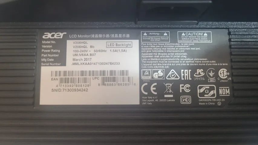 Monitor Acer 19,5 V206hql + Cabos E Adaptador - Foto 3