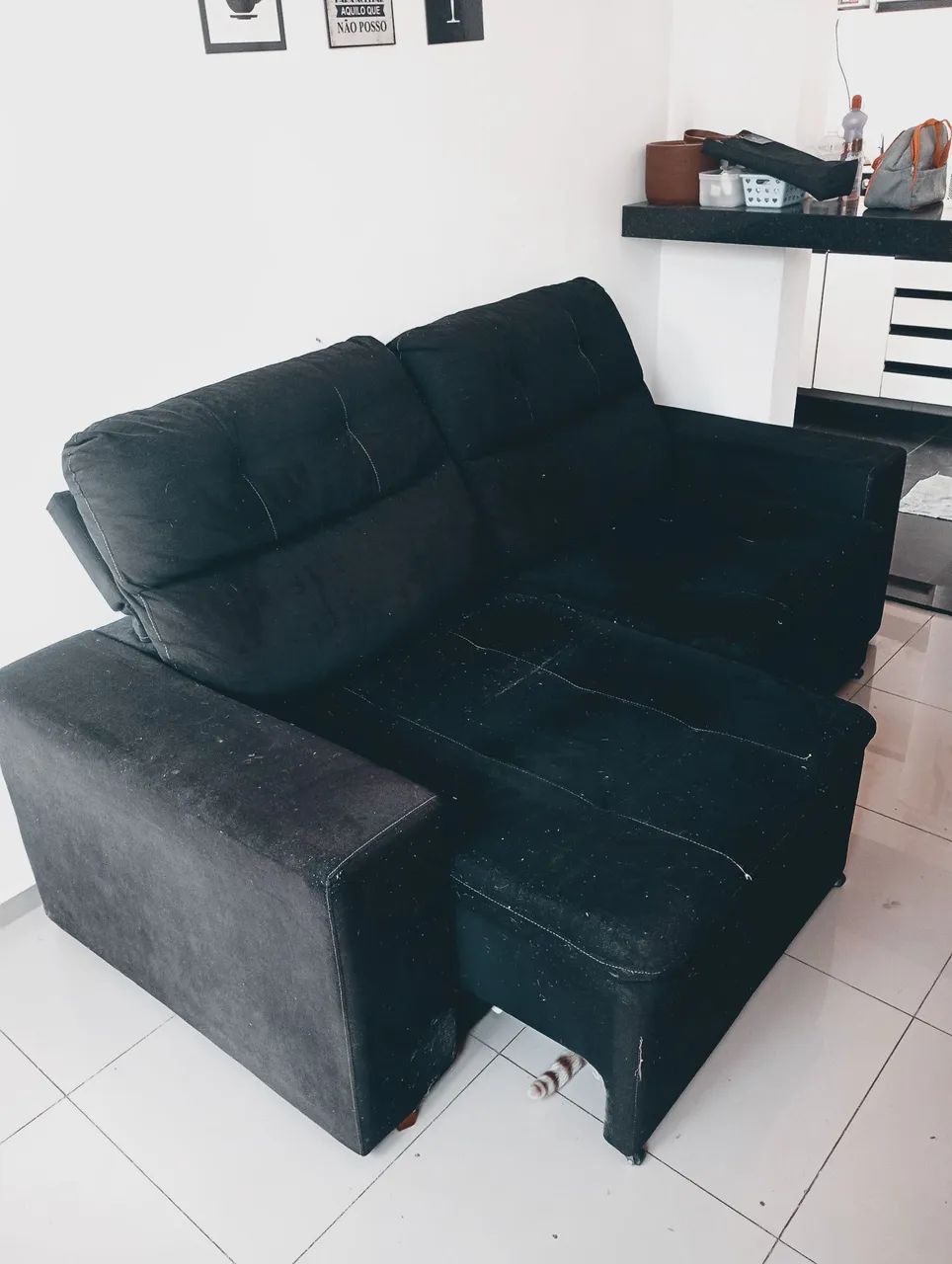 Sofá- cama retrátil preto  - Foto 2