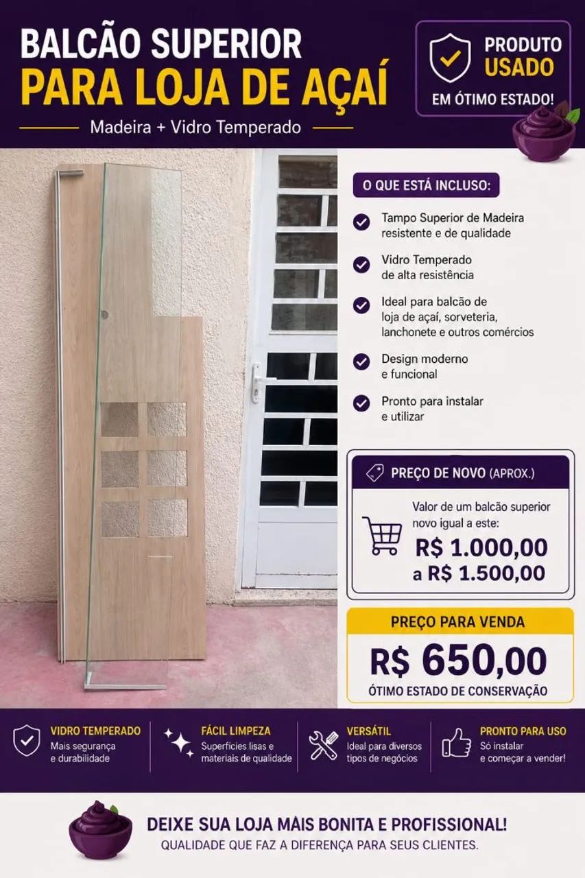 Balcao de loja muito bem conservado 
