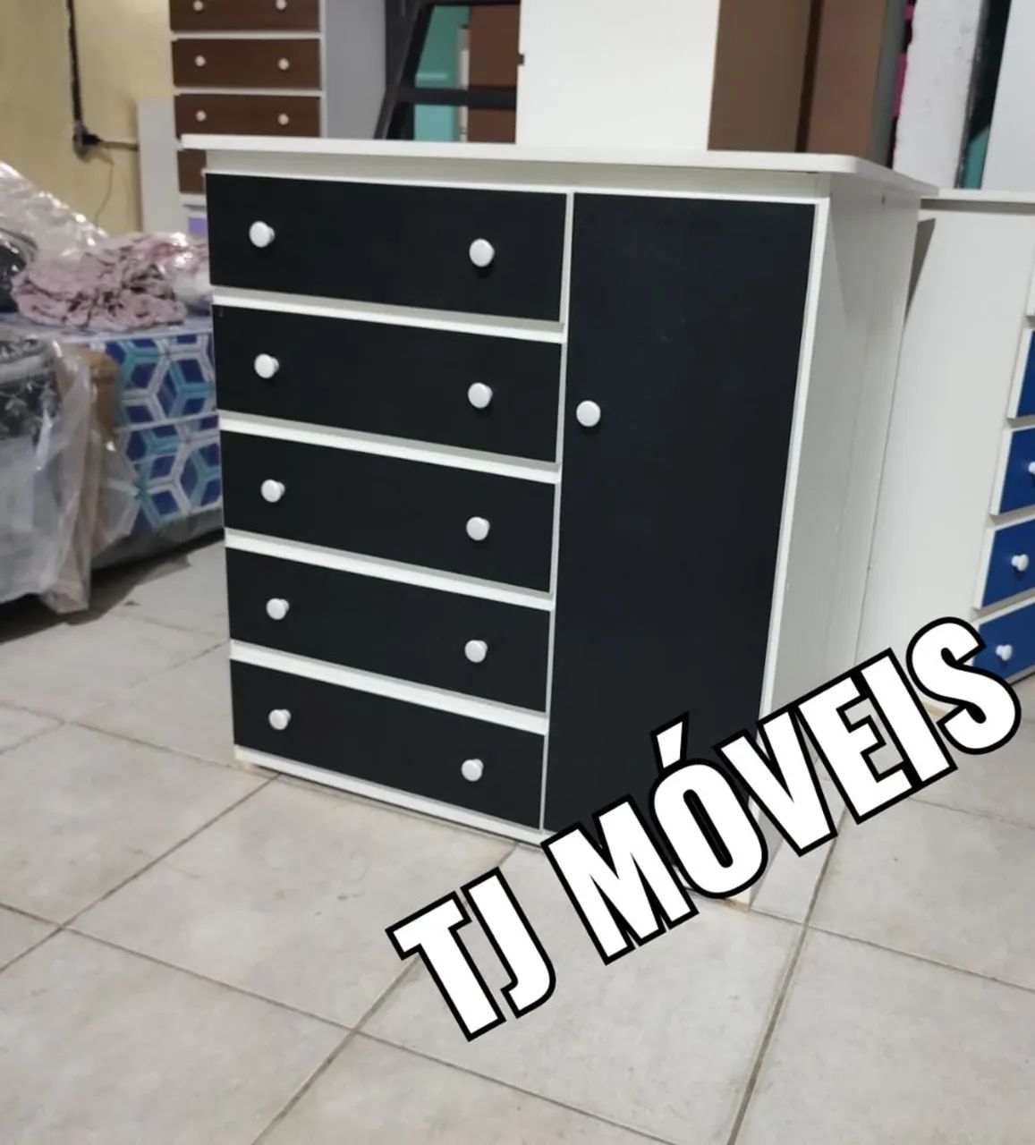 5-Drawer Black Shoe Cabinet