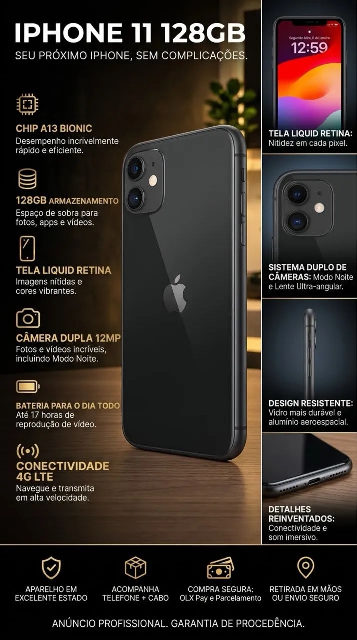 Celular iPhone 11 128g impecável 