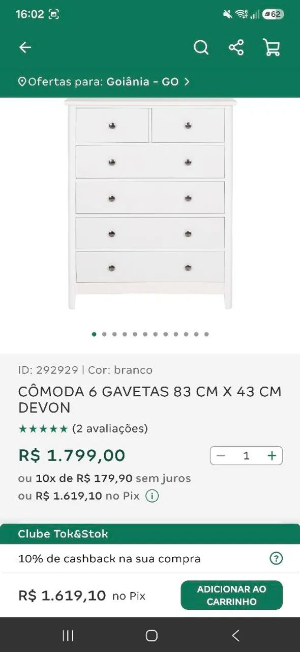 Cômoda 6 gavetas da TOK STOK - Foto 5
