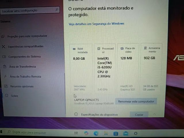 Notebook Asus intel core i5 2.4GHz, 8GB RAM, 1TB HD. Windows original. - Foto 5