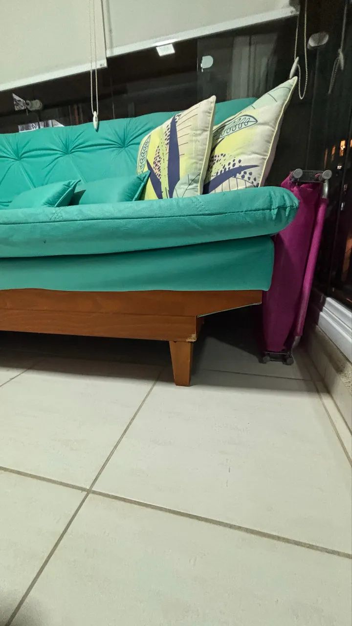Sofá cama azul tiffany 700 reais  - Foto 3