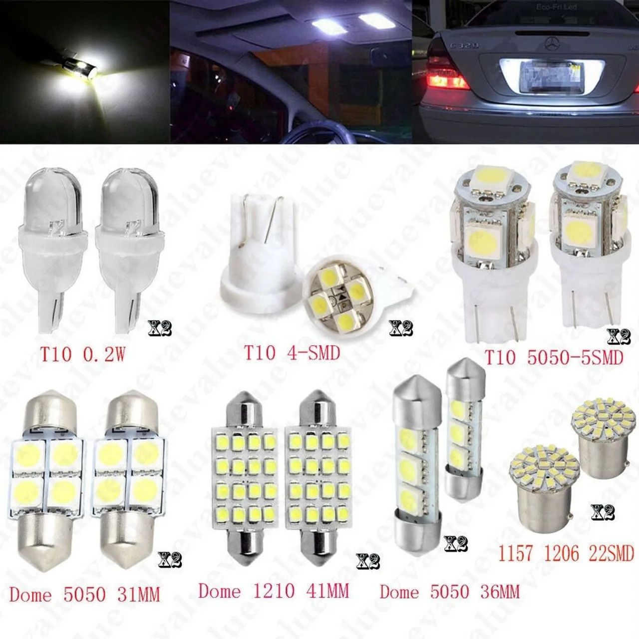 Kit 14 led luz branca variados para interna do veículo, placa, quebra sol, teto, teto - Foto 6