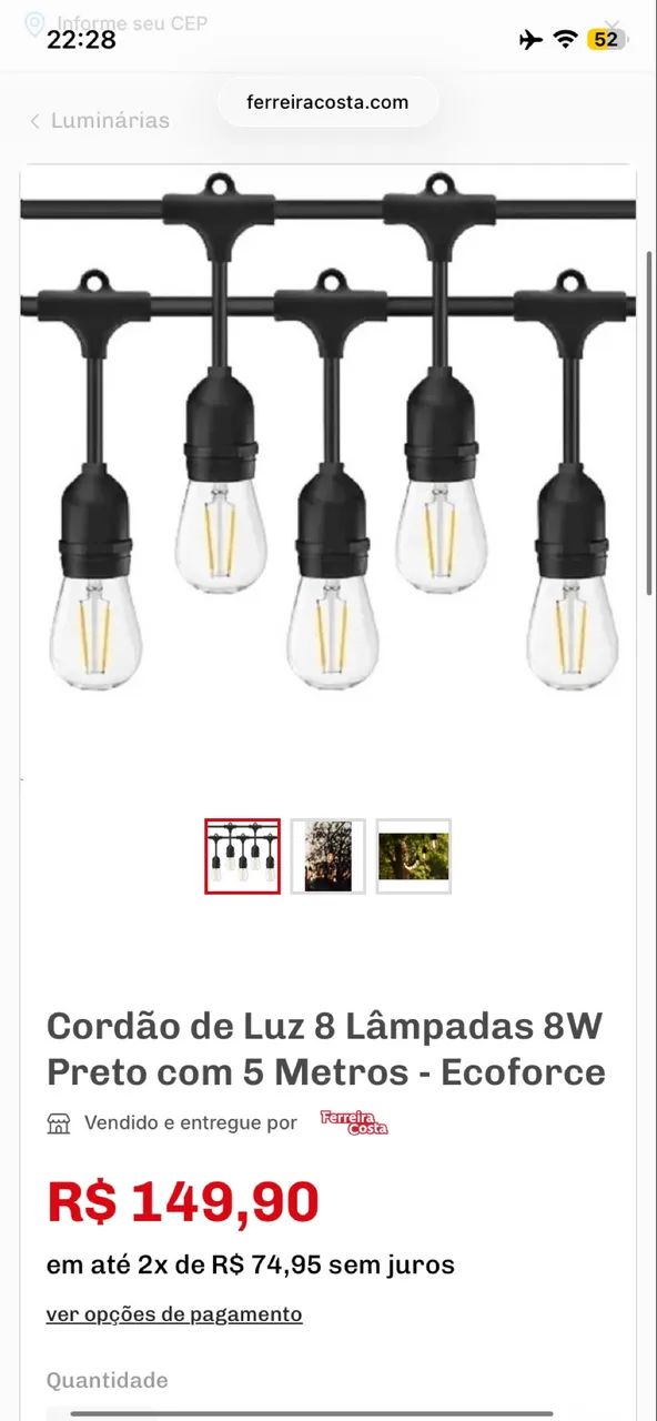 Cordão de luz / Lâmpadas  - Foto 2