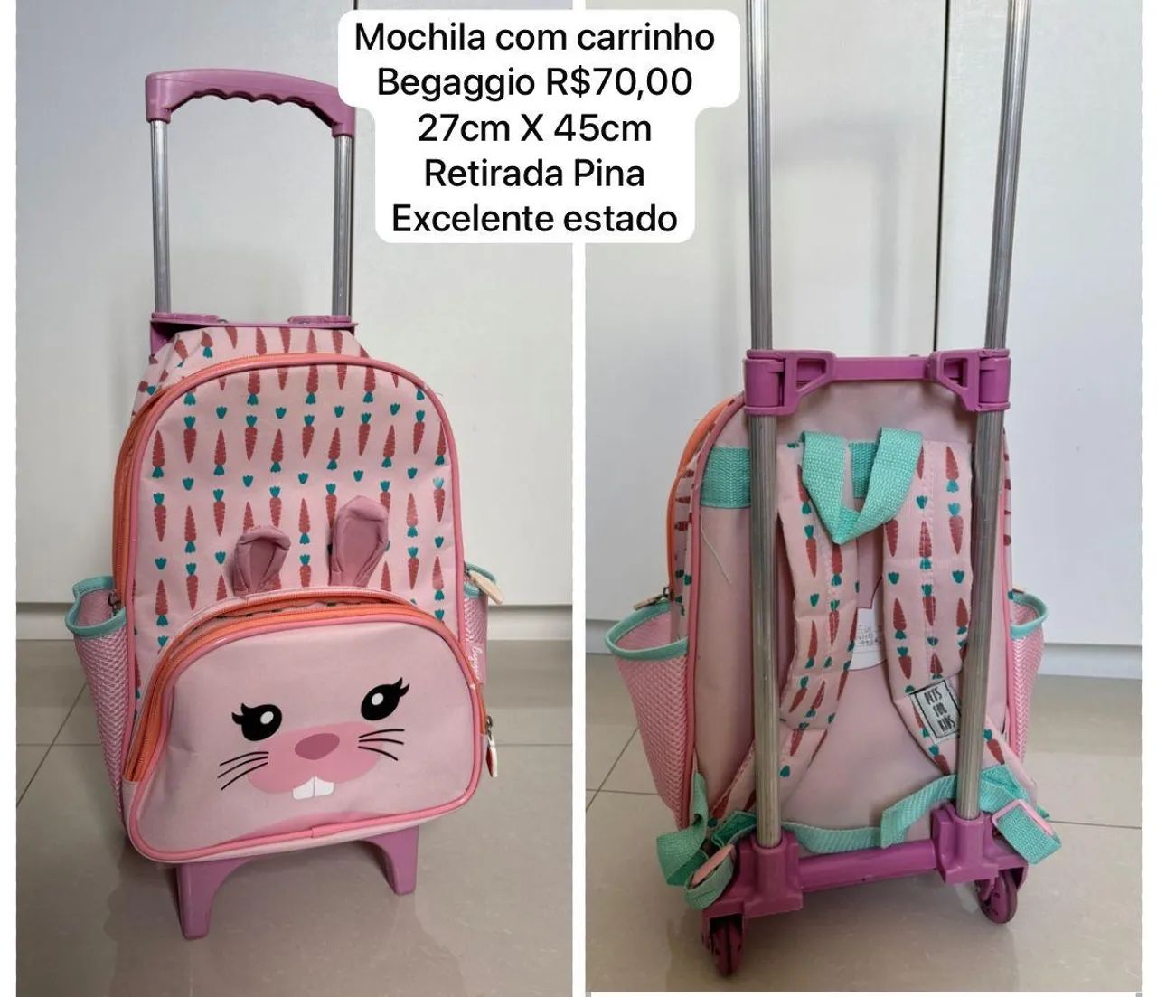 Mochila infantil com rodinhas