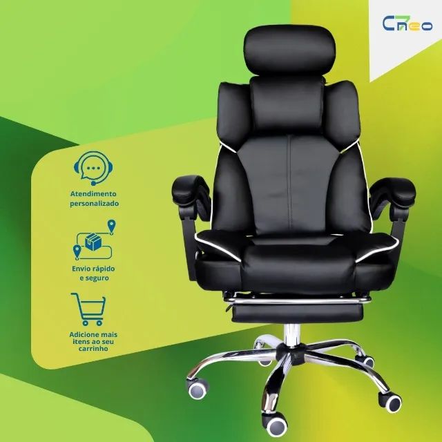 Cadeira de Escritório Luxo Presidente - Preta - Foto 6