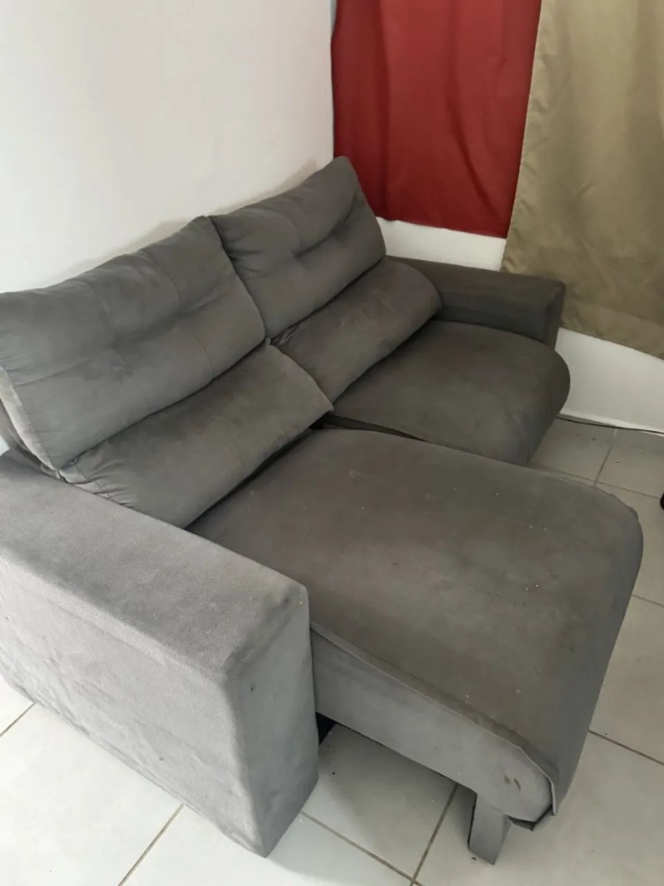 Sofá Retrátil e Reclinável 2 Lugares Cinza - Foto 2