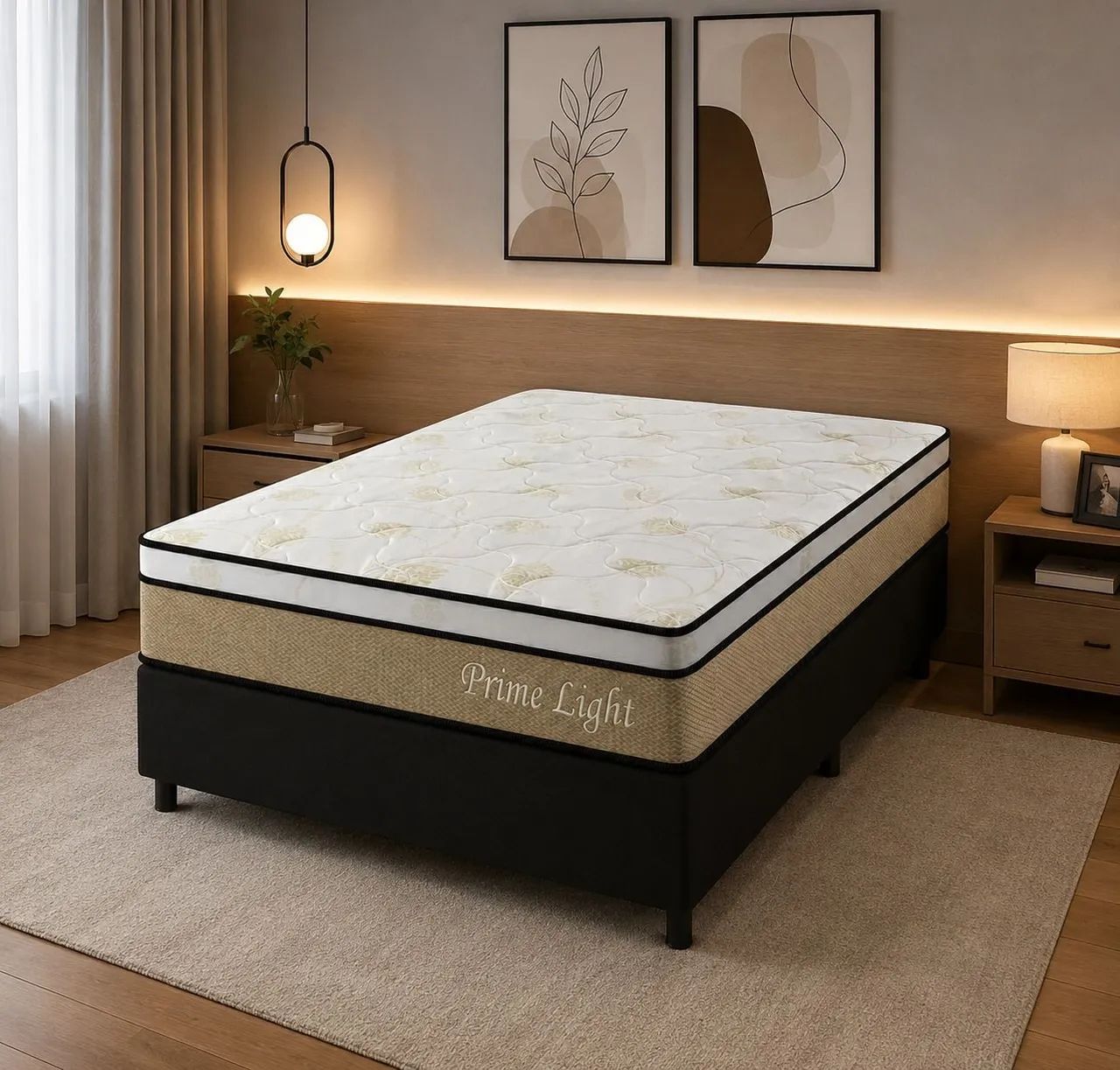 Cama box  de casal Espuma D28 com molas ensacadas novo 