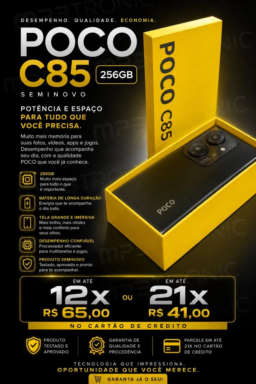 POCO C85 - 8Gb - 256Gb - Preto