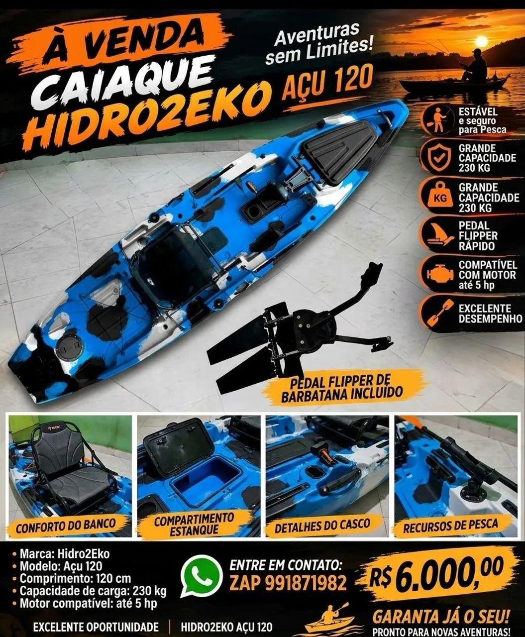 Caiaque açu 120 com pedal 