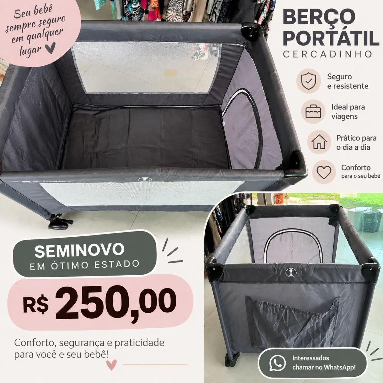 BERÇO PORTÁTIL- cercadinho 