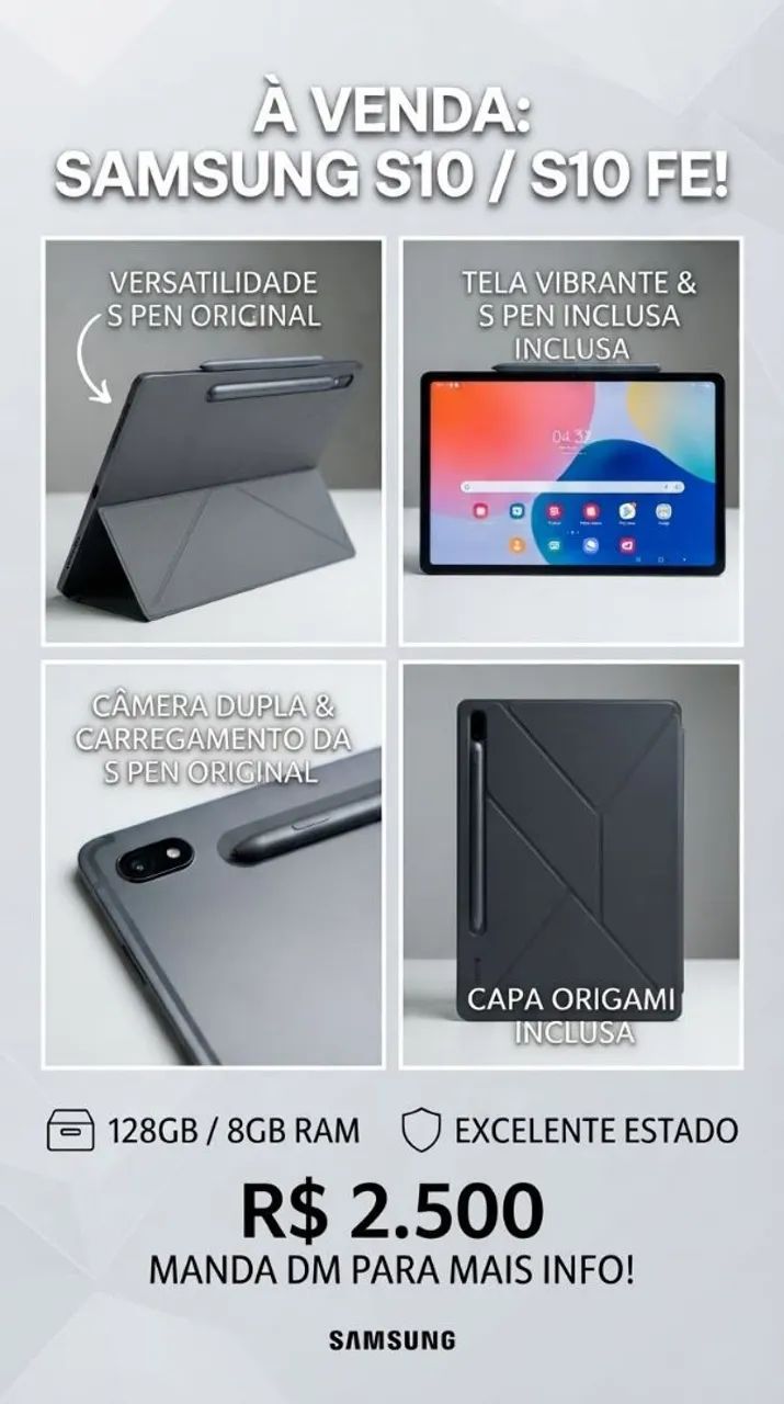 Tablet Samsung S10Fe, 128 gigas