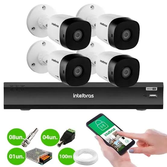 Kit 04 Câmeras Intelbras + Instalação 