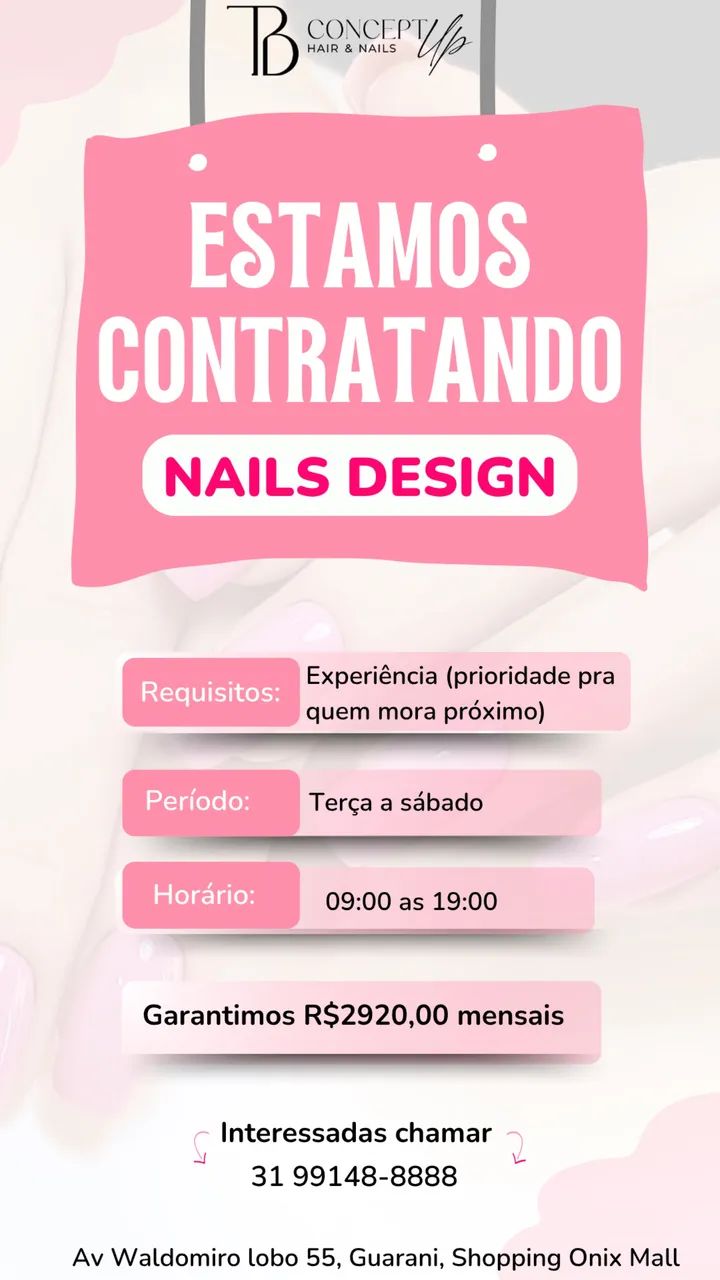 CONTRATA-SE NAILS DESING E MANICURE 3000,00 GARANTIDO