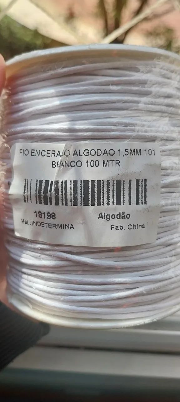 Fio encerado algodão 1,5mm Branco 100MTR - Foto 2