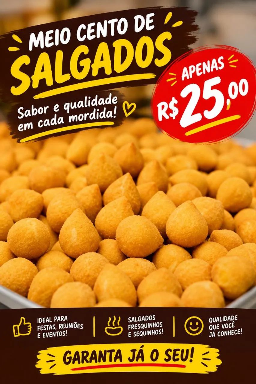 Meio cento de coxinhas