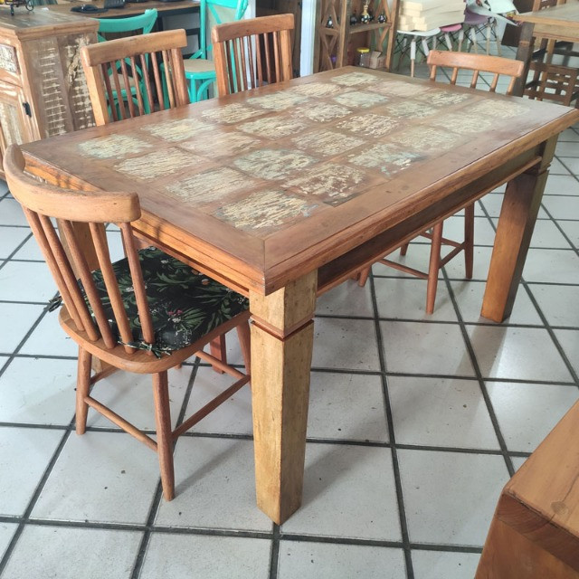 Mesa De Demolição Em Mosaico Com 1 Gaveta - Foto 5