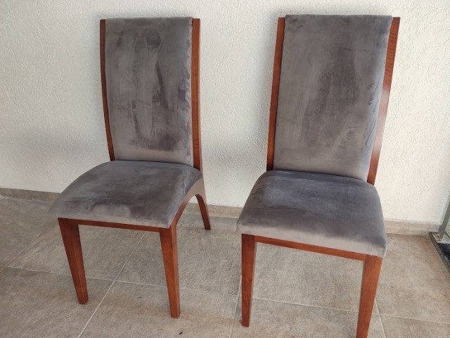 Duas Cadeiras Estofadas Cadeiras de Jantar de Ótima Qualidade em tecido Suede